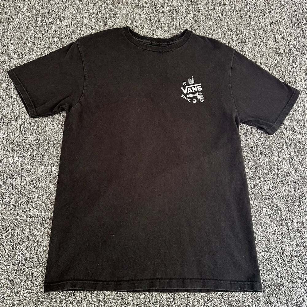 Vans Off The Wall Skeleton Bones Skateboard Graphic Black T-Shirt